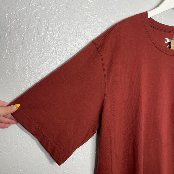 Duluth Trading Men XL Rust Red Relaxed Fit Un-Longtail T-Shirt Crew Neck Cotton - Picture 4 of 7